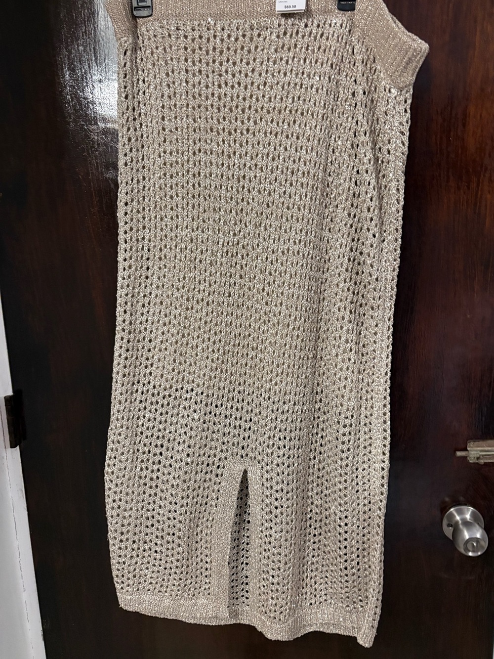 NWT Neutral Beige Open-Knit Midi Skirt. Size 2XL.